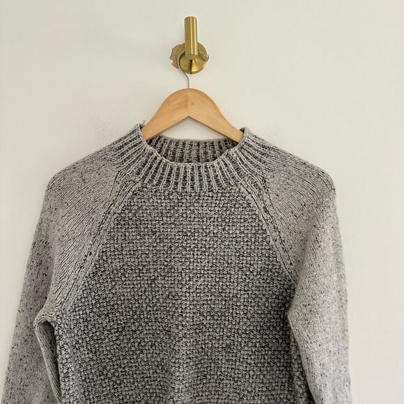 Vince Wool-Silk-Cashmere Blend Mixed Knit Colorblock Pullover Sweater Gray M - Picture 4 of 8